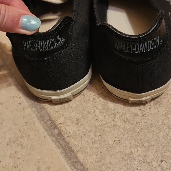 Harley Davidson Black Lace-Up Shoes w/ Flame Soles Men's 9.5 Women's 11 - Picture 7 of 11